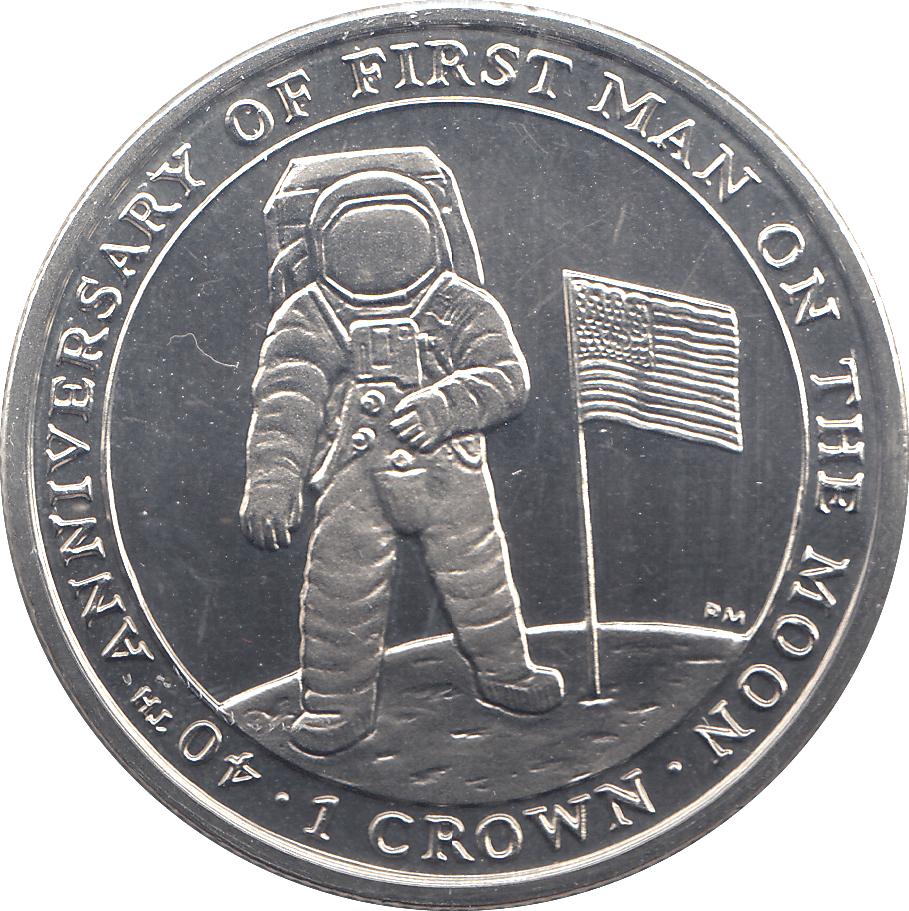2009 ONE CROWN FIRST MAN ON THE MOON 40TH ANNIVERSARY - WORLD COINS - Cambridgeshire Coins