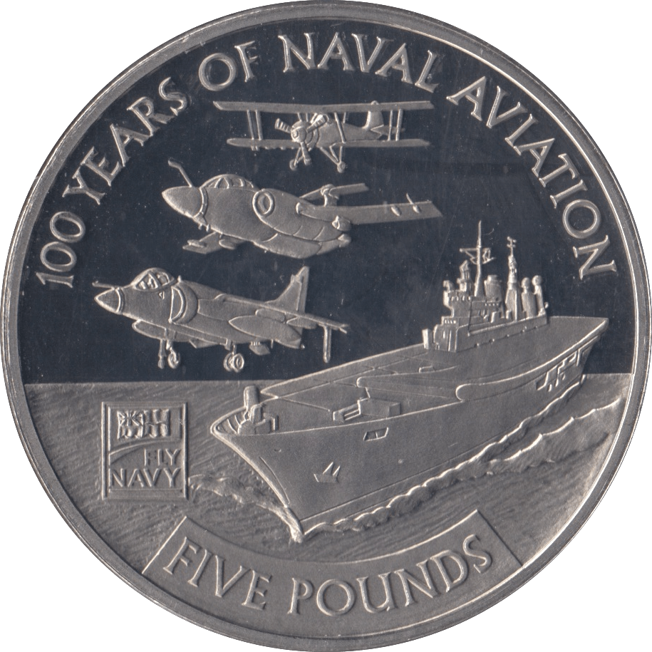 2009 PROOF 100 YEARS NAVAL AVIATION FIVE POUNDS GUERNSEY - WORLD COINS - Cambridgeshire Coins