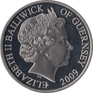 2009 PROOF ONE SMALL STEP FIVE POUNDS GUERNSEY - WORLD COINS - Cambridgeshire Coins