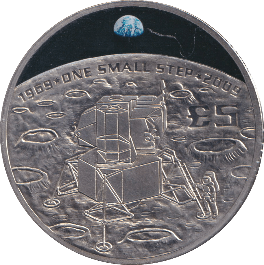 2009 £5 FIRST MOON LANDING BAILIWICK OF GUERNSEY BU - WORLD COINS - Cambridgeshire Coins