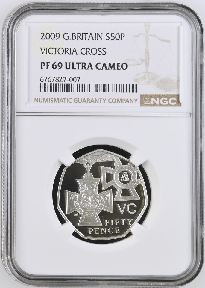 2009 SILVER PROOF 50P VICTORIA CROSS PF69 ULTRA CAMEO - NGC SILVER COINS - Cambridgeshire Coins