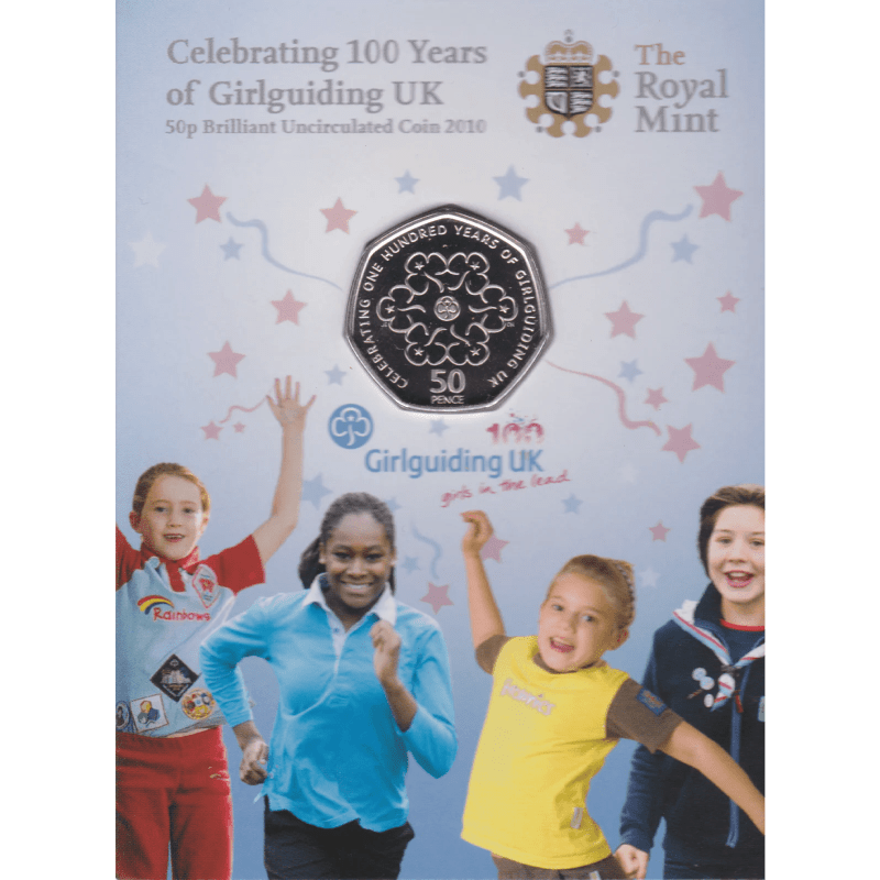 2010 BRILLIANT UNCIRCULATED 50P GIRL GUIDES COIN PACK BU - 50p BU Pack - Cambridgeshire Coins