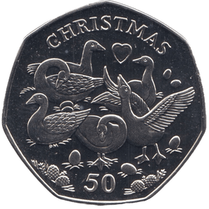 2010 CHRISTMAS 50P FIVE GEESE ISLE OF MAN ( PROOF ) - 50P CHRISTMAS COINS - Cambridgeshire Coins