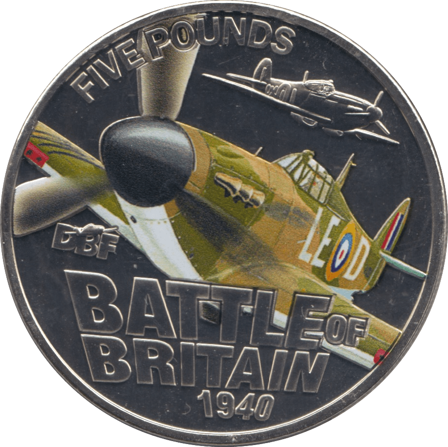 2010 GUERNSEY BATTLE OF BRITAIN FIVE POUND COIN (BU) - WORLD COINS - Cambridgeshire Coins