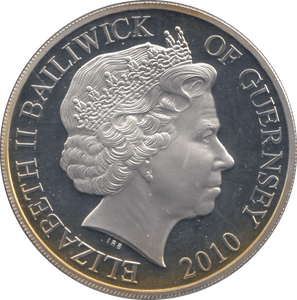 2010 SILVER FIVE POUNDS GUERNSEY ( PROOF ) - SILVER WORLD COINS - Cambridgeshire Coins