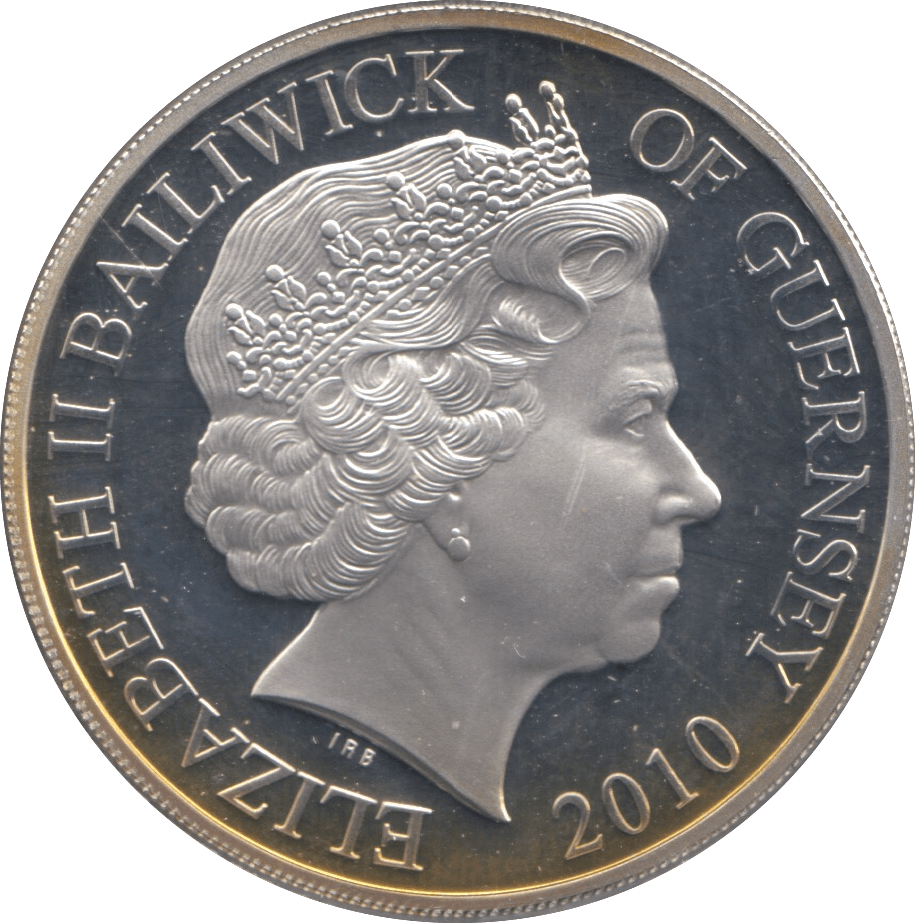 2010 SILVER FIVE POUNDS GUERNSEY ( PROOF ) - SILVER WORLD COINS - Cambridgeshire Coins