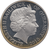 2010 SILVER FIVE POUNDS GUERNSEY ( PROOF ) - SILVER WORLD COINS - Cambridgeshire Coins