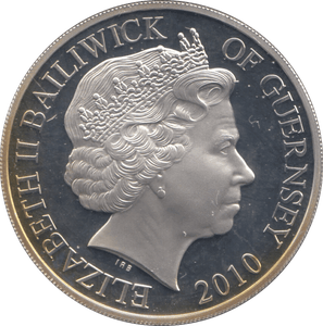 2010 SILVER FIVE POUNDS GUERNSEY ( PROOF ) - SILVER WORLD COINS - Cambridgeshire Coins