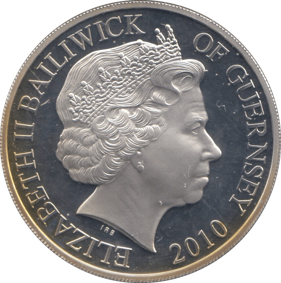 2010 SILVER FIVE POUNDS GUERNSEY ( PROOF ) - SILVER WORLD COINS - Cambridgeshire Coins