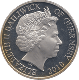 2010 SILVER FIVE POUNDS GUERNSEY ( PROOF ) - SILVER WORLD COINS - Cambridgeshire Coins
