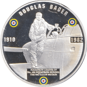 2010 SILVER PLATED MEDALLION BATTLE OF BRITAIN DOUGLAS BADER - WORLD COINS - Cambridgeshire Coins