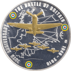 2010 SILVER PLATED MEDALLION BATTLE OF BRITAIN DOUGLAS BADER - WORLD COINS - Cambridgeshire Coins