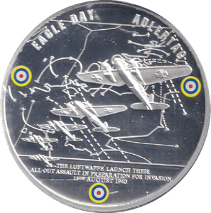 2010 SILVER PLATED MEDALLION BATTLE OF BRITAIN EAGLE DAY - WORLD COINS - Cambridgeshire Coins