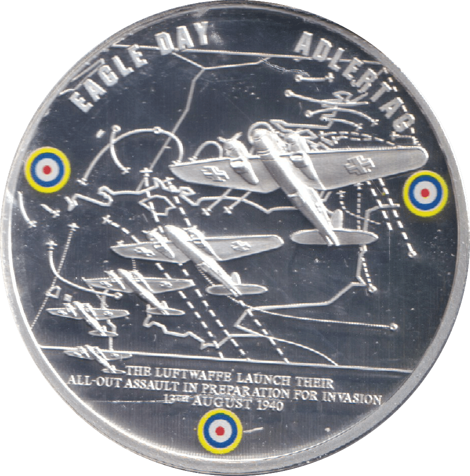 2010 SILVER PLATED MEDALLION BATTLE OF BRITAIN EAGLE DAY - WORLD COINS - Cambridgeshire Coins