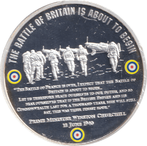 2010 SILVER PLATED MEDALLION BATTLE OF BRITAIN IS ABOUT TO BEGIN - WORLD COINS - Cambridgeshire Coins