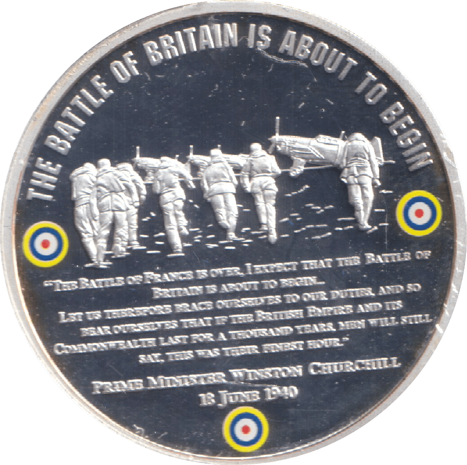2010 SILVER PLATED MEDALLION BATTLE OF BRITAIN IS ABOUT TO BEGIN - WORLD COINS - Cambridgeshire Coins