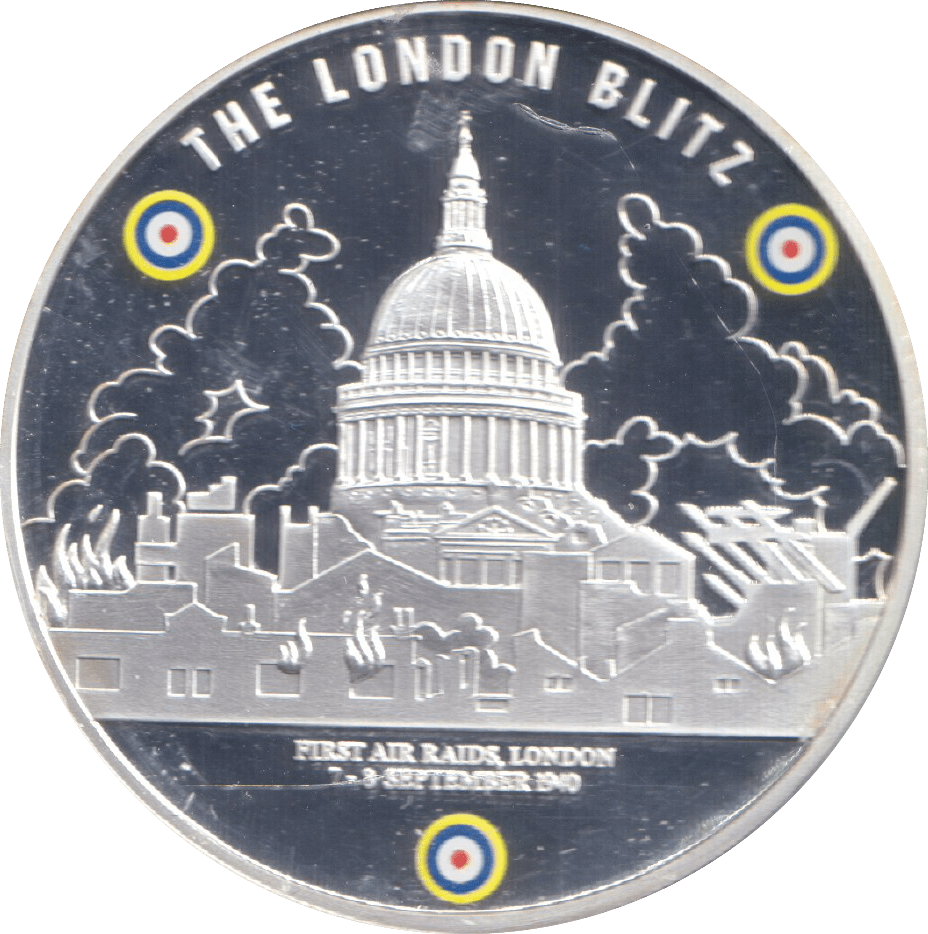 2010 SILVER PLATED MEDALLION BATTLE OF BRITAIN THE LONDON BLITZ - WORLD COINS - Cambridgeshire Coins