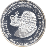 2010 SILVER PLATED ONE DOLLAR KING CHARLES II FIJI - WORLD COINS - Cambridgeshire Coins