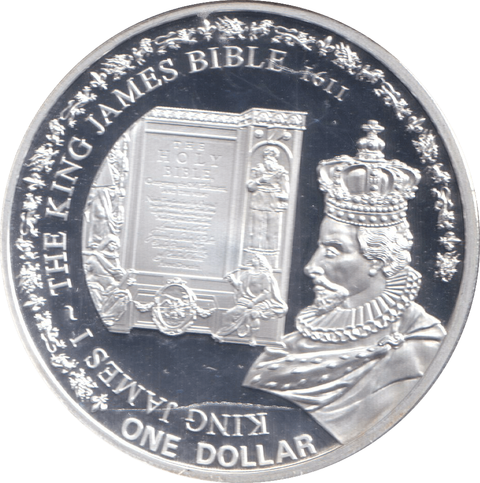 2010 SILVER PLATED ONE DOLLAR KING JAMES I FIJI - WORLD COINS - Cambridgeshire Coins