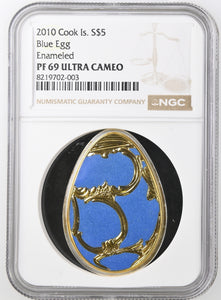 2010 SILVER PROOF $5 BLUE EGG ENAMELED PF 69 ULTRA CAMEO - NGC SILVER COINS - Cambridgeshire Coins