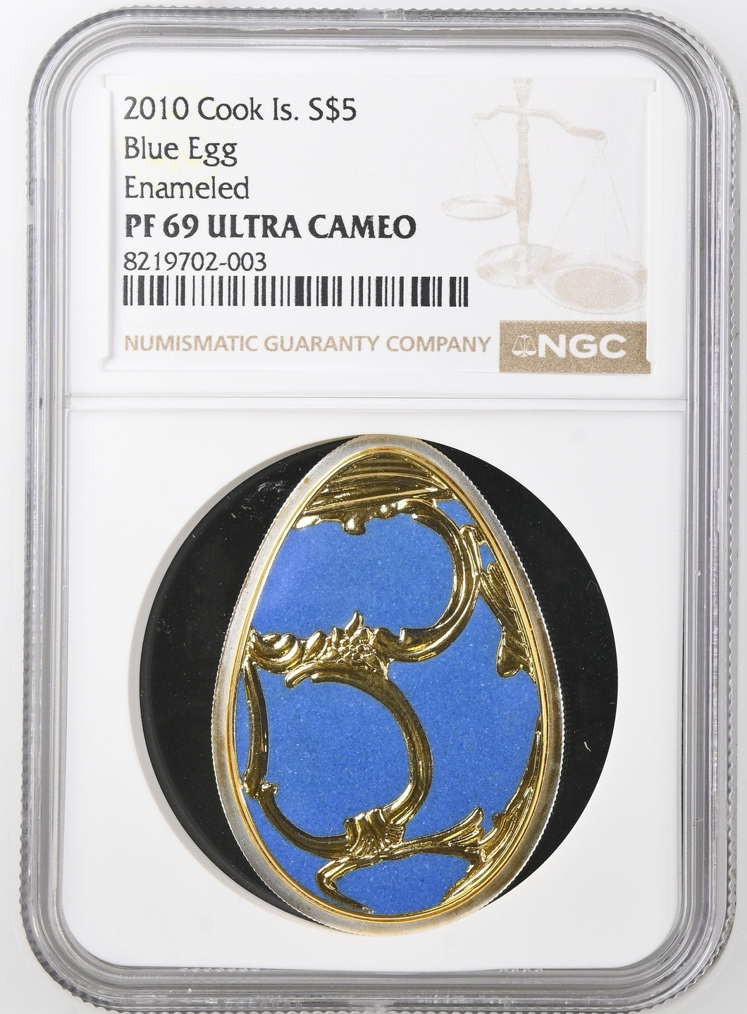 2010 SILVER PROOF $5 BLUE EGG ENAMELED PF 69 ULTRA CAMEO - NGC SILVER COINS - Cambridgeshire Coins