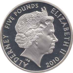 2010 SILVER PROOF BATTLE OF BRITAIN FIVE POUND ALDERNEY - SILVER WORLD COINS - Cambridgeshire Coins