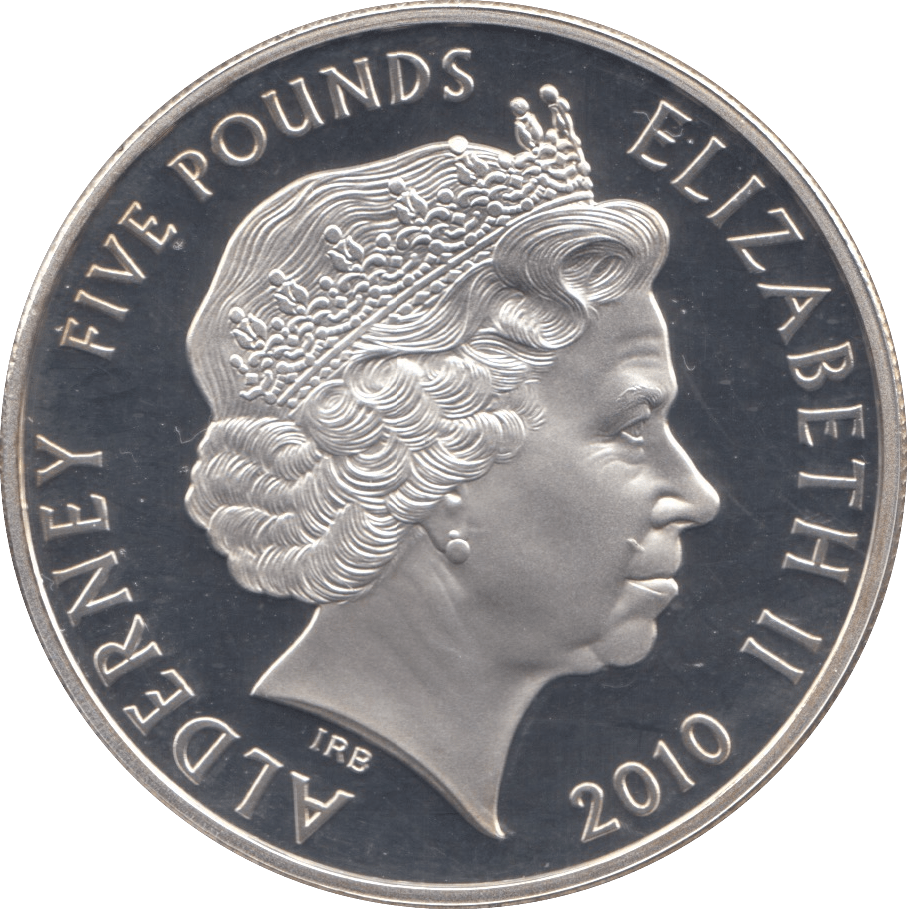 2010 SILVER PROOF BATTLE OF BRITAIN FIVE POUND ALDERNEY - SILVER WORLD COINS - Cambridgeshire Coins