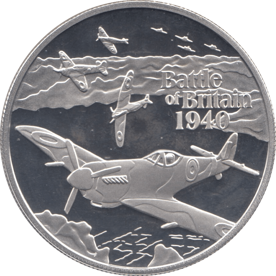 2010 SILVER PROOF BATTLE OF BRITAIN FIVE POUND ALDERNEY - SILVER WORLD COINS - Cambridgeshire Coins