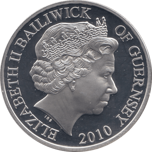 2010 SILVER PROOF FIVE POUNDS BATTLE OF BRITAIN GUERNSEY - SILVER WORLD COINS - Cambridgeshire Coins