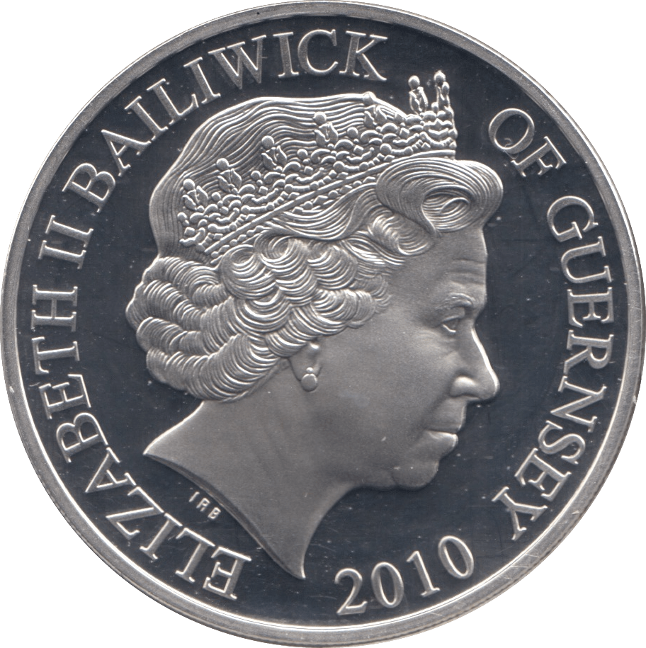 2010 SILVER PROOF FIVE POUNDS BATTLE OF BRITAIN GUERNSEY - SILVER WORLD COINS - Cambridgeshire Coins