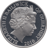 2010 SILVER PROOF FIVE POUNDS BATTLE OF BRITAIN GUERNSEY - SILVER WORLD COINS - Cambridgeshire Coins