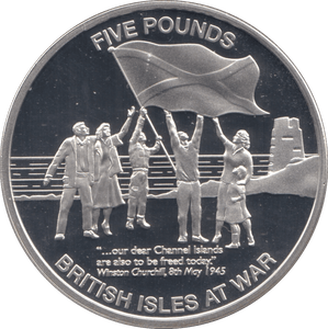 2010 SILVER PROOF FIVE POUNDS BRITISH ISLES AT WAR JERSEY - SILVER WORLD COINS - Cambridgeshire Coins