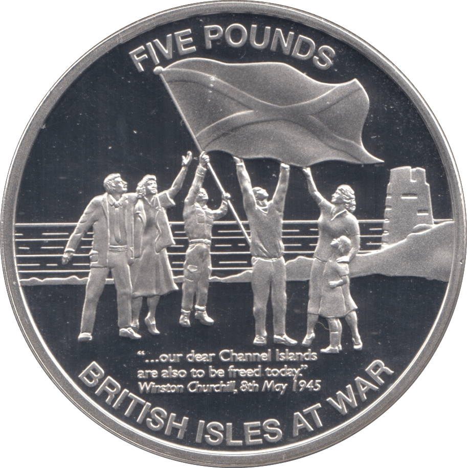 2010 SILVER PROOF FIVE POUNDS BRITISH ISLES AT WAR JERSEY - SILVER WORLD COINS - Cambridgeshire Coins