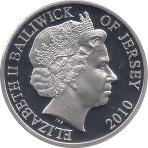 2010 SILVER PROOF FIVE POUNDS BRITISH ISLES AT WAR JERSEY - SILVER WORLD COINS - Cambridgeshire Coins