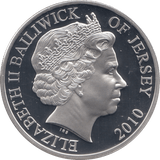 2010 SILVER PROOF FIVE POUNDS BRITISH ISLES AT WAR JERSEY - SILVER WORLD COINS - Cambridgeshire Coins
