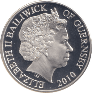 2010 SILVER PROOF FIVE POUNDS GUERNSEY NATIONAL SERVICE - SILVER WORLD COINS - Cambridgeshire Coins