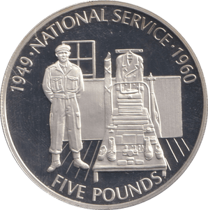 2010 SILVER PROOF FIVE POUNDS GUERNSEY NATIONAL SERVICE - SILVER WORLD COINS - Cambridgeshire Coins