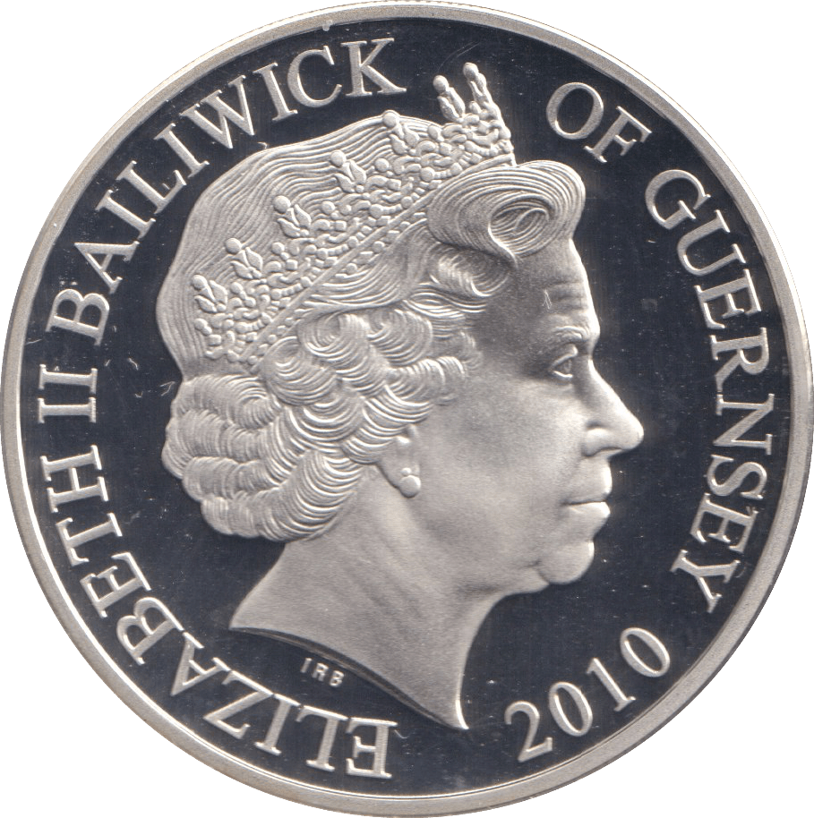 2010 SILVER PROOF FIVE POUNDS GUERNSEY - SILVER WORLD COINS - Cambridgeshire Coins