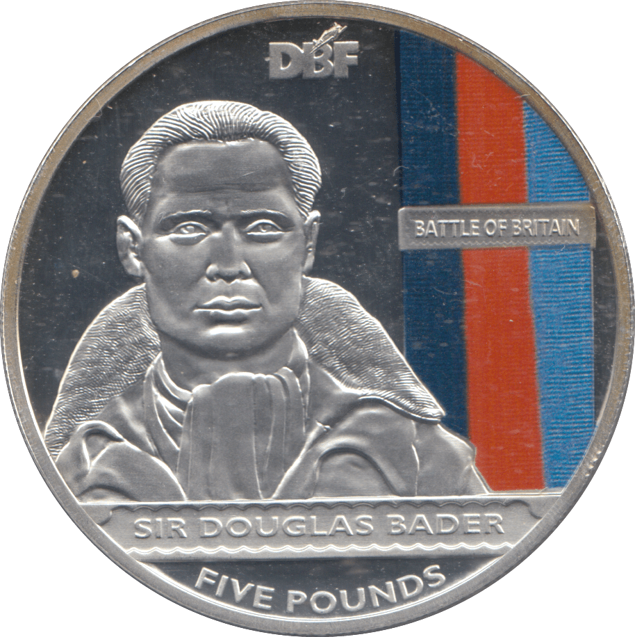 2010 SILVER PROOF FIVE POUNDS SIR DOUGLAS BADER - Silver Proof - Cambridgeshire Coins
