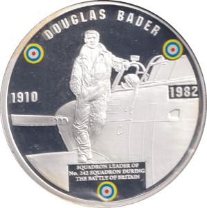 2010 SILVER PROOF MEDALLION BATTLE OF BRITAIN DOUGLAS BADER - MEDALS & MEDALLIONS - Cambridgeshire Coins