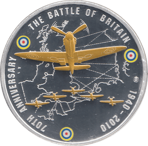 2010 SILVER PROOF PLATED BATTLE OF BRITAIN 70TH ANNIVERSARY - WORLD COINS - Cambridgeshire Coins