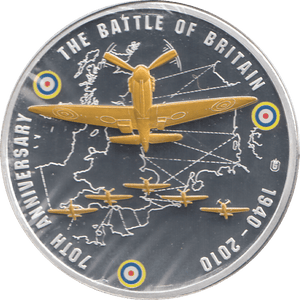 2010 SILVER PROOF PLATED BATTLE OF BRITAIN 70TH ANNIVERSARY - WORLD COINS - Cambridgeshire Coins