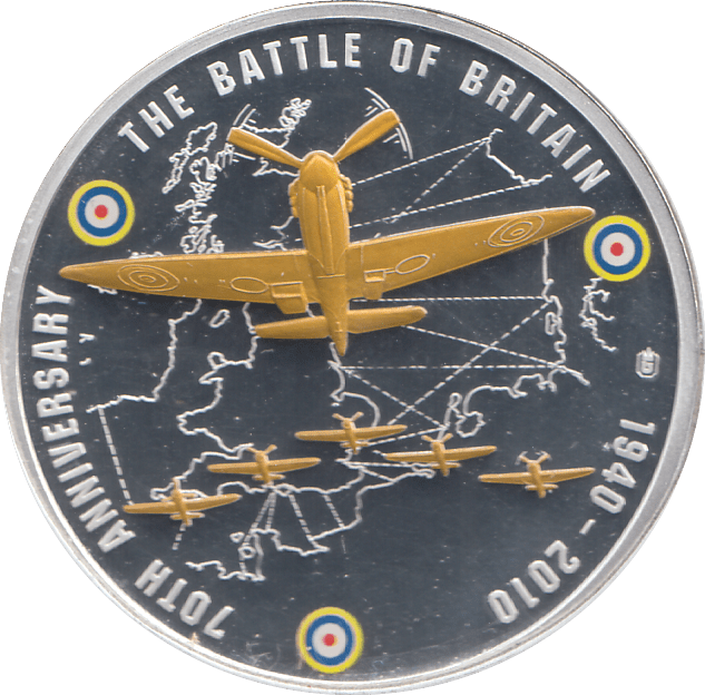 2010 SILVER PROOF PLATED BATTLE OF BRITAIN 70TH ANNIVERSARY - WORLD COINS - Cambridgeshire Coins