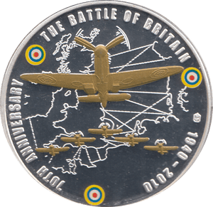 2010 SILVER PROOF PLATED BATTLE OF BRITAIN 70TH ANNIVERSARY - WORLD COINS - Cambridgeshire Coins