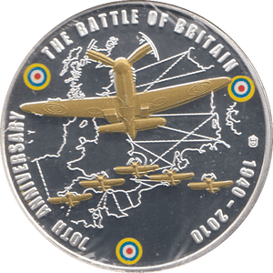 2010 SILVER PROOF PLATED BATTLE OF BRITAIN 70TH ANNIVERSARY - WORLD COINS - Cambridgeshire Coins