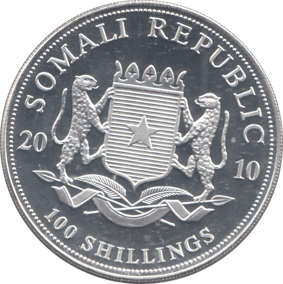 2010 SILVER PROOF SOMALI 100 SHILLINGS 1oz FINE SILVER - Silver Proof - Cambridgeshire Coins