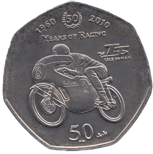 2010 TT FIFTY PENCE ISLE OF MAN - WORLD COINS - Cambridgeshire Coins