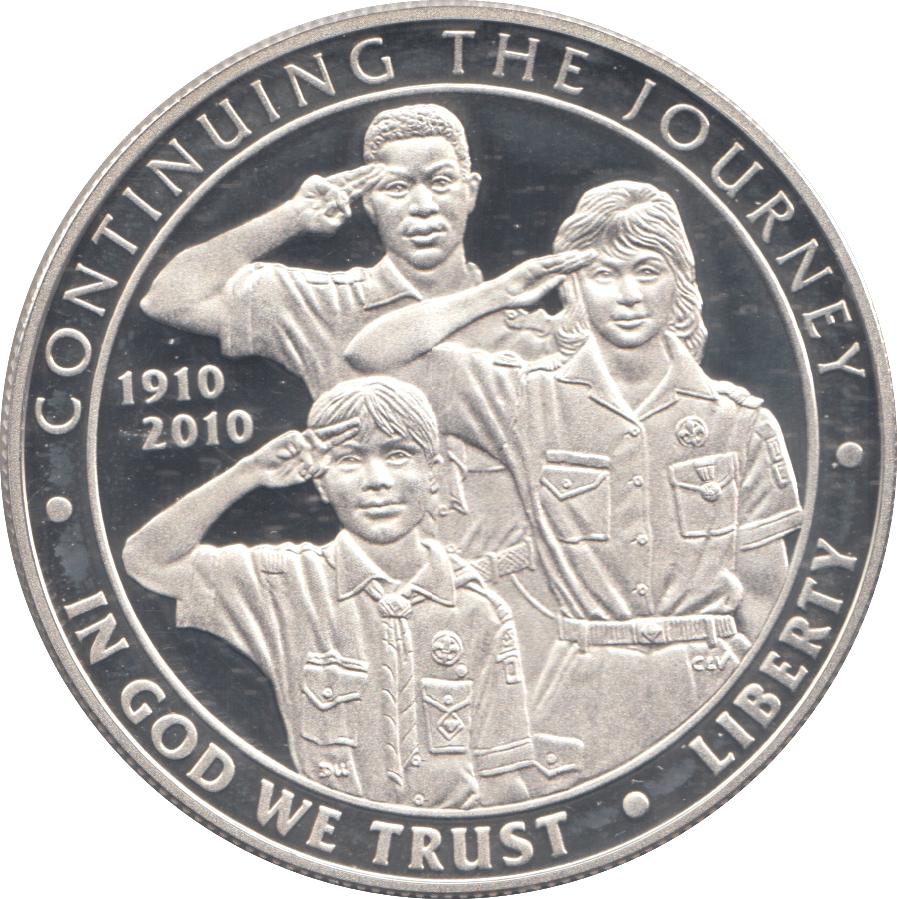 2010 USA SILVER PROOF BOY SCOUTS OF AMERICA COMMEMORATIVE DOLLAR - Silver Proof - Cambridgeshire Coins