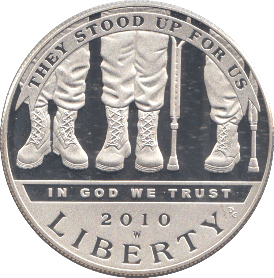 2010 USA SILVER PROOF COMMEMORATIVE DOLLAR THEY STOOD UP FOR US - Silver Proof - Cambridgeshire Coins