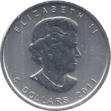 2011 1 OZ SILVER FIVE DOLLAR CANADA MAPLE LEAF - WORLD COINS - Cambridgeshire Coins
